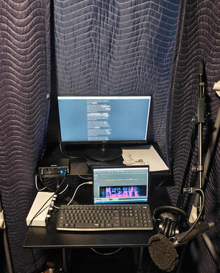 an interior photo of my playpen booth, set up for recording